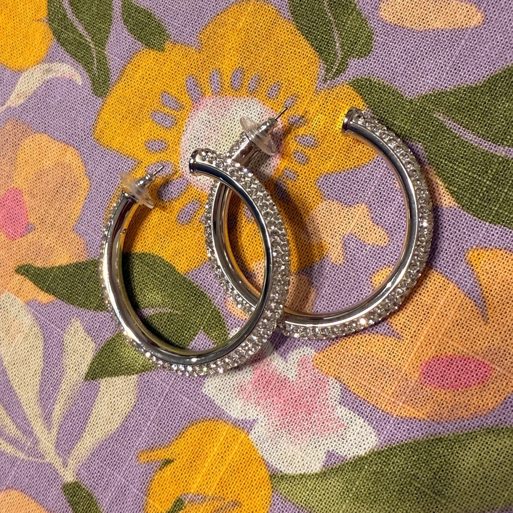 Elegant Silver Hoop Earrings - Picture 13 of 17